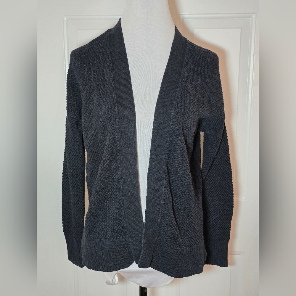 Gap Black Open-Front Textured Open Front Sweater Cardigan Small